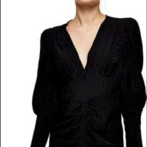 Ruched Jacquard Long Sleeve Dress